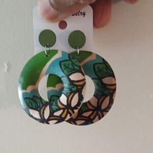 Green and Brown Floral Earrings